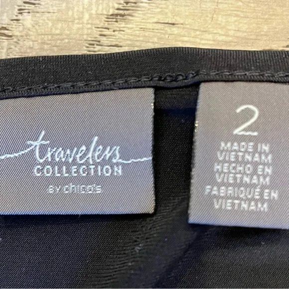 Women’s Travelers Collection by Chicos Black and Animal Print Open Cardigan - Picture 5 of 5